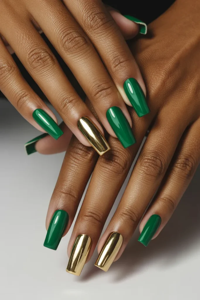 19. Soccer Nails — Green and Gold World Cup Glamour