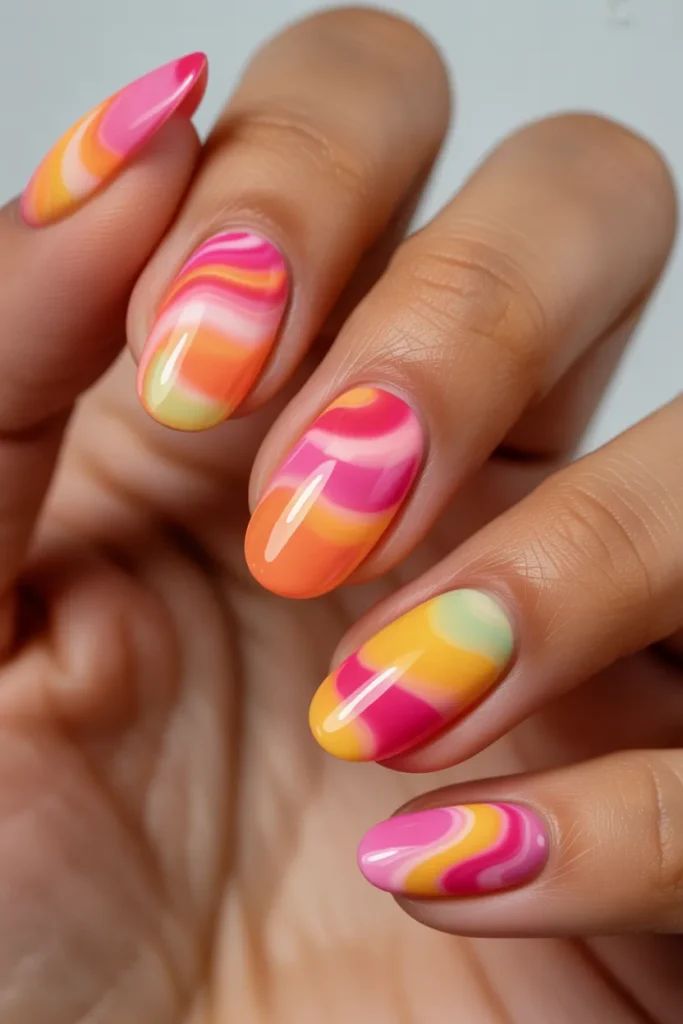 19. Summer Nail Inspo — Tie Dye Swirl