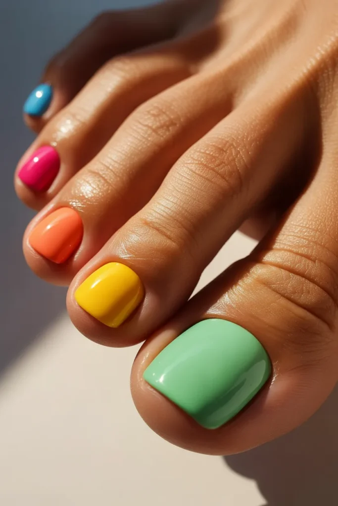19. Summer Toenail Polish — Mismatched Bright Set