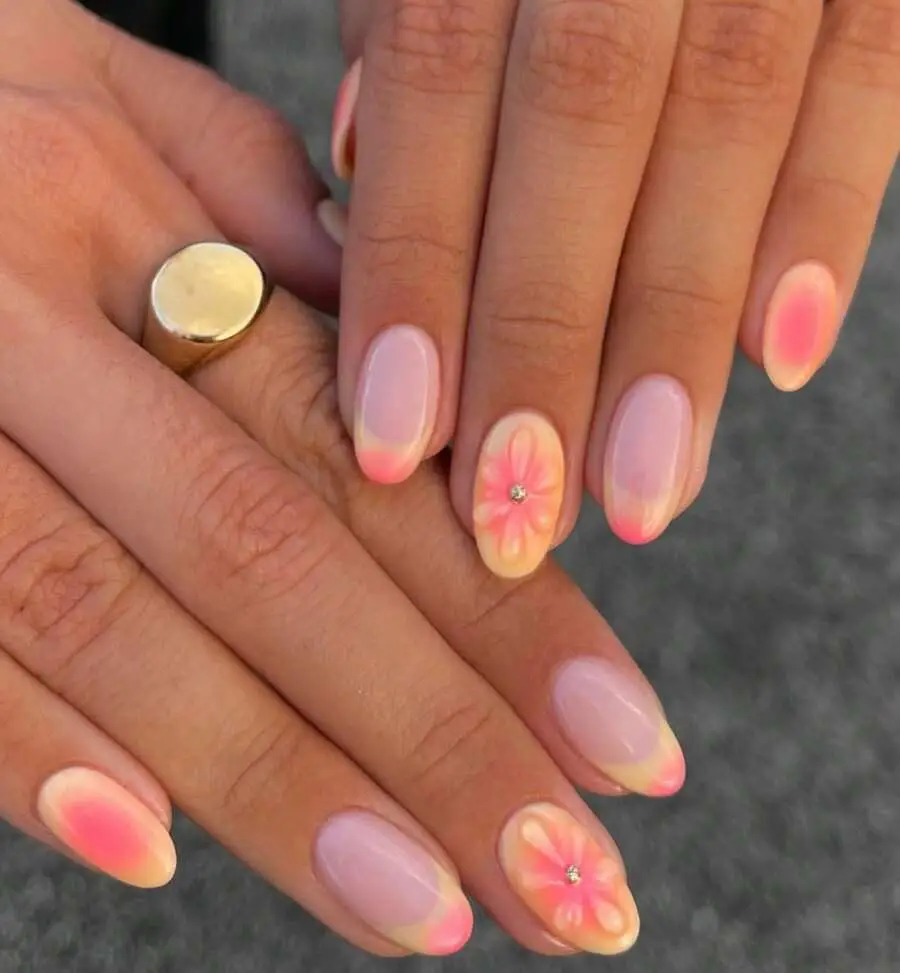Summer Almond Nails 20 19.Watercolour Floral Abstracts