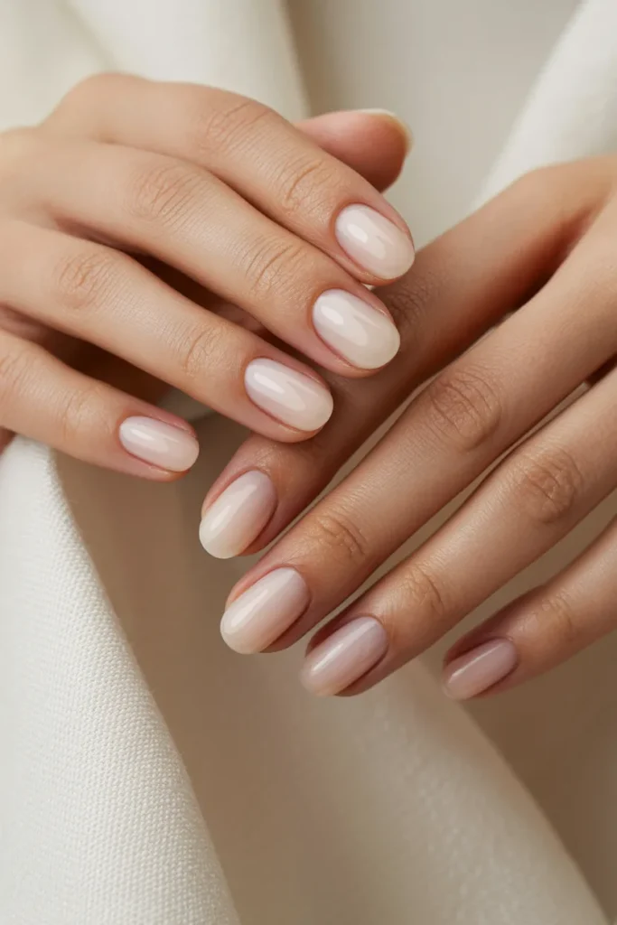End of Summer Nails 3 2 Milky White Glazed Nails