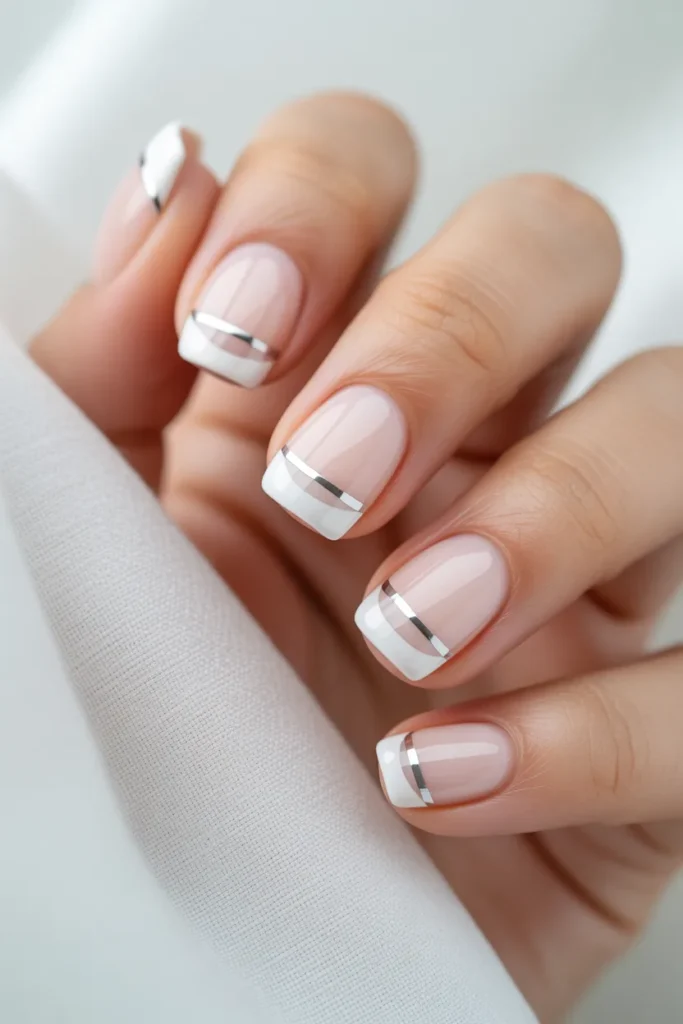 2 — Double Silver Line Square Nails