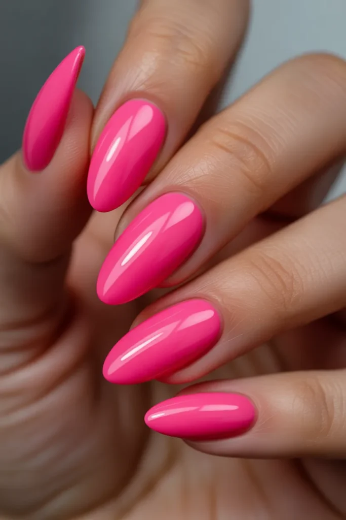 2. Hot Pink Cat Eye Nails — Bold Magnetic Drama
