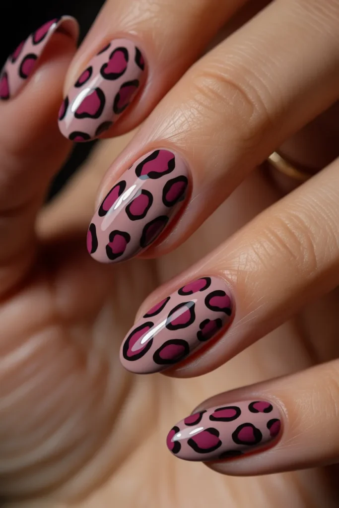 2. Pink Leopard Nails — Feminine and Fierce
