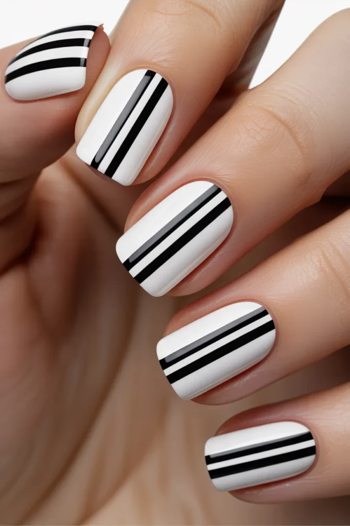 2. Vertical Stripe Nail Art — Three Lines Maximum Graphic