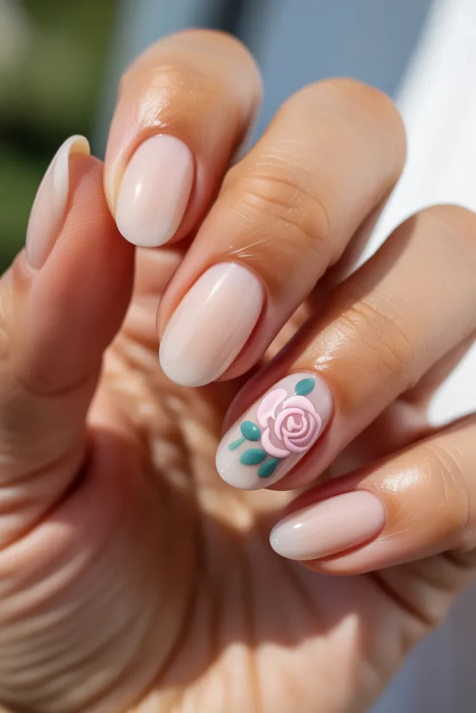 2. White Floral Mothers Day Nails — Botanical Grace