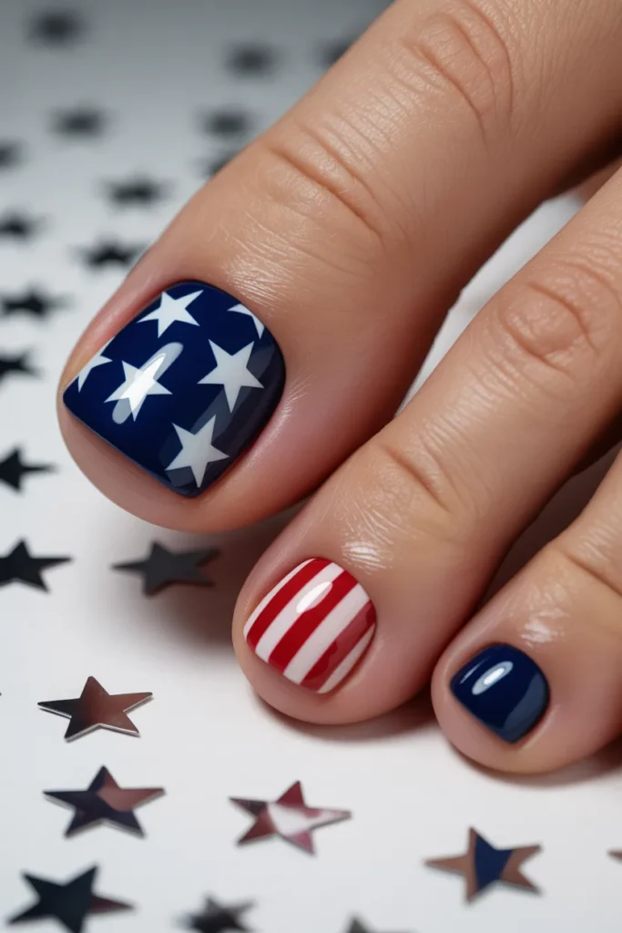 2.Stars and Stripes Press On Toenails