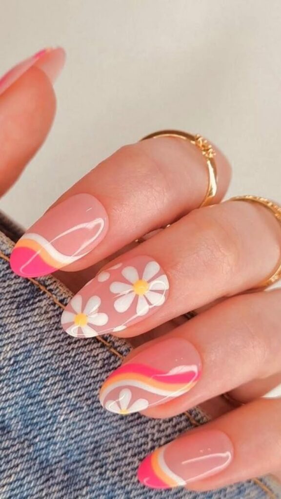20 Cute End of Summer Nails 💅 Neutral Coral Vacation Nail Inspo