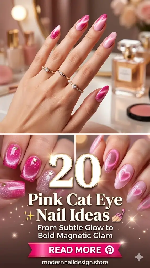 Pink Cat Eye Nails