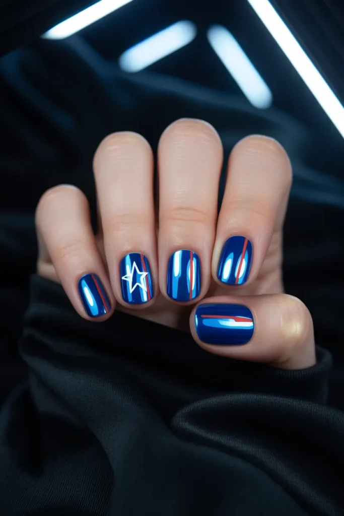 20. Chrome Powder USA Flag Nails
