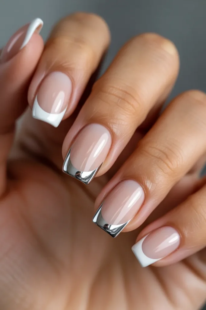 20. French Tip Nails 2026 — Chrome Tip Trend