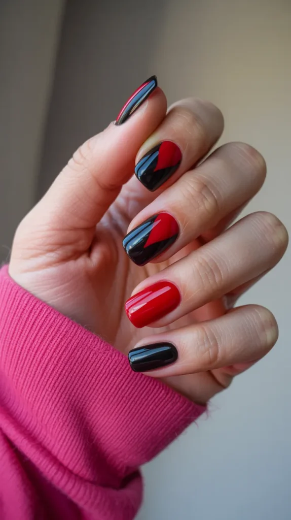 20. Press On Nails Aesthetic — Dark Goth Red and Black
