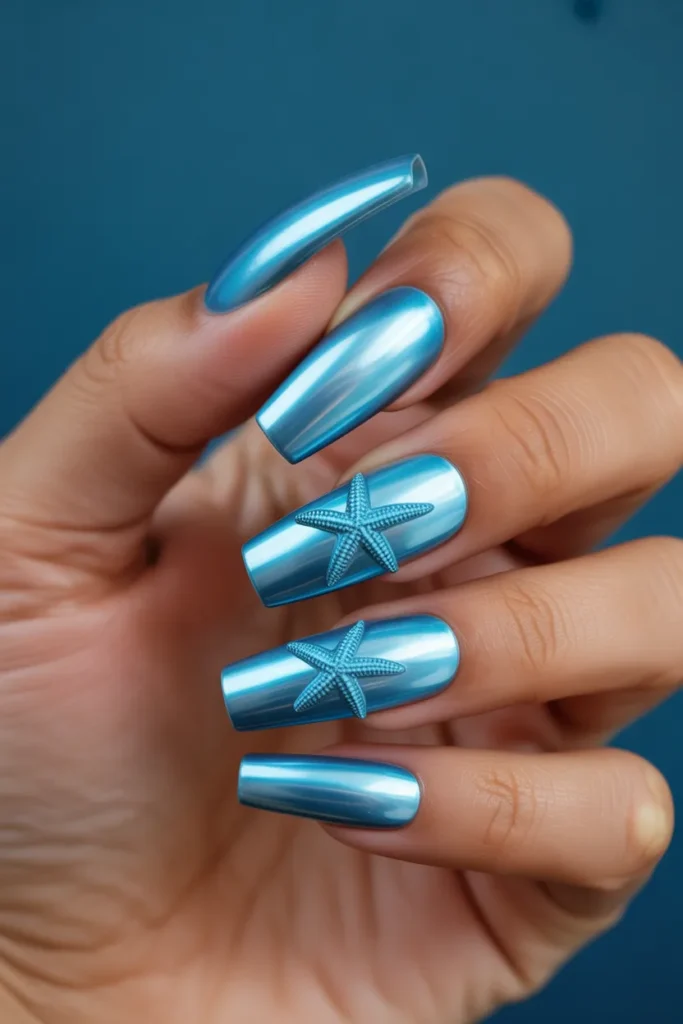 20. Starfish Nails 2026 — Chrome Sea Star Trend