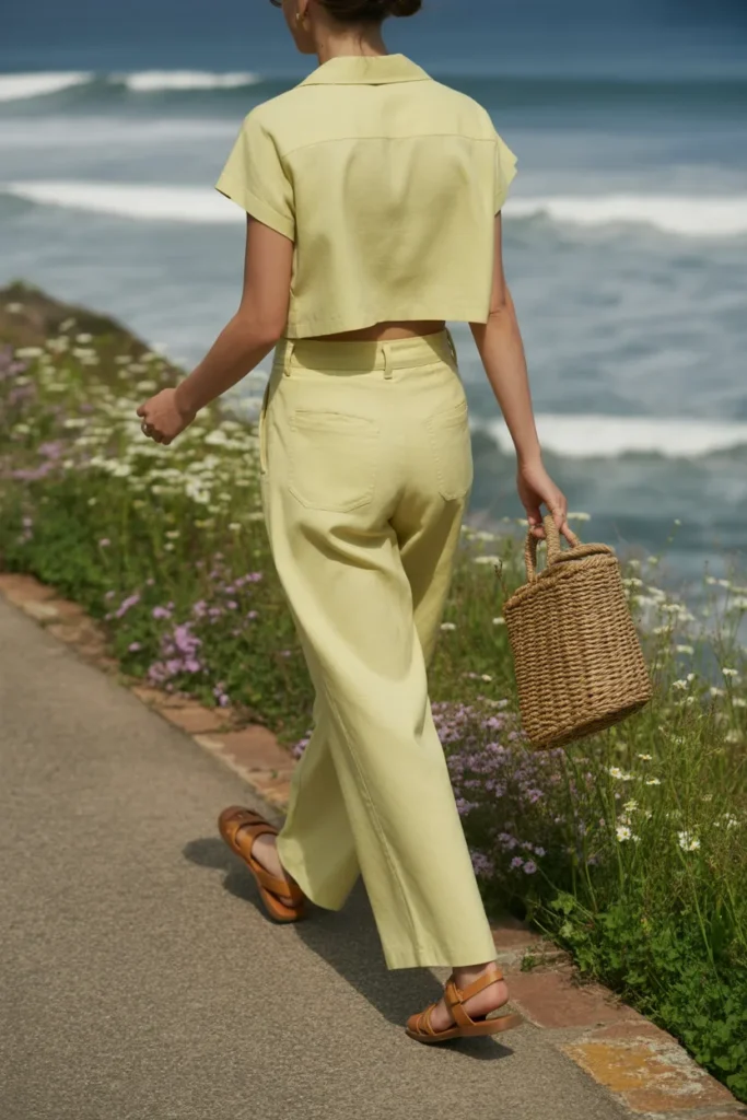 21. Spring Beach Outfit — Pastel Linen Two Piece