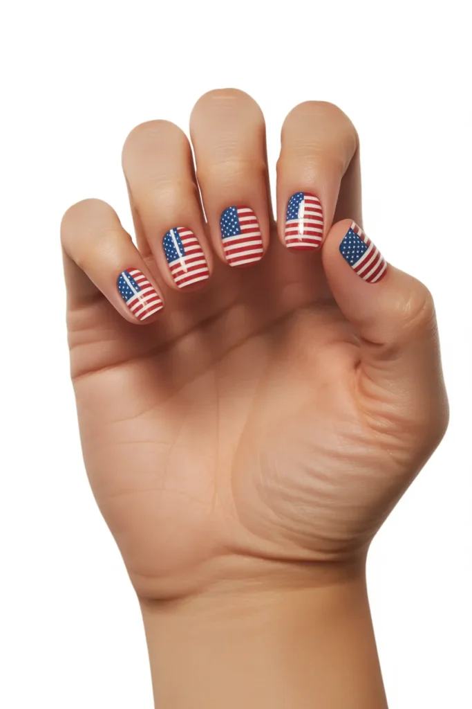 22. USA Flag Nail Stickers — Clean Application Guide 1