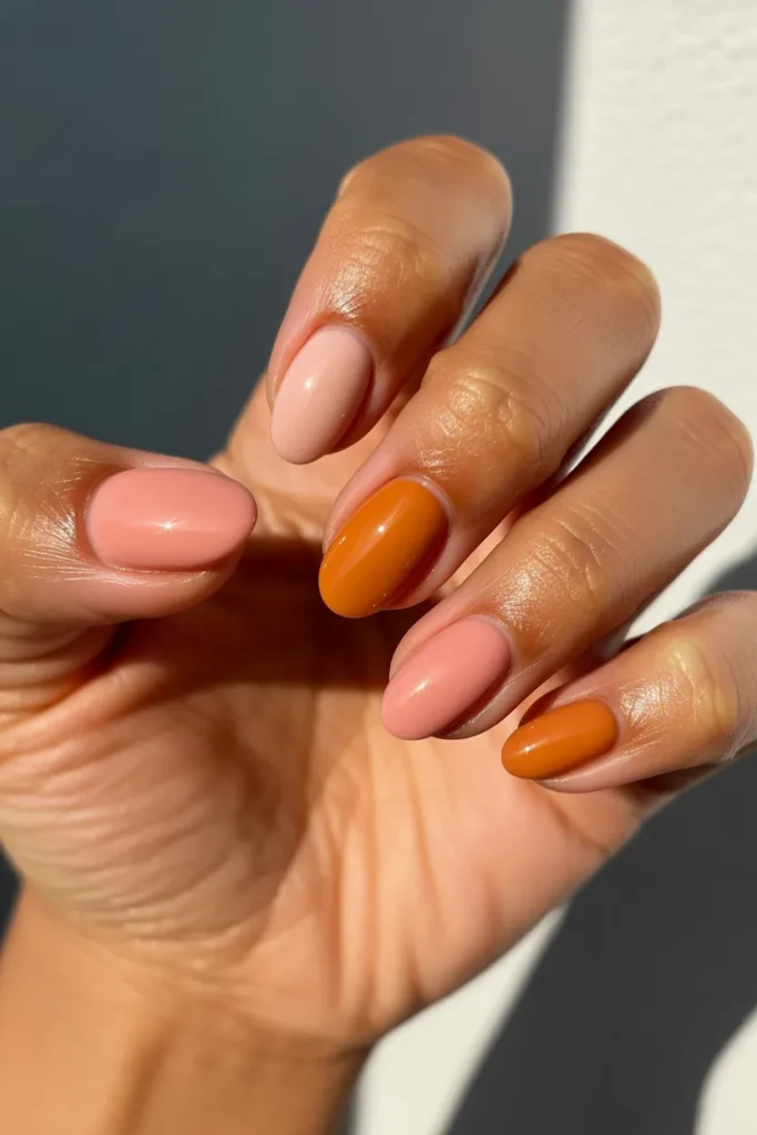 24. Summer Nail Colors — Sunset Pink and Orange Mix