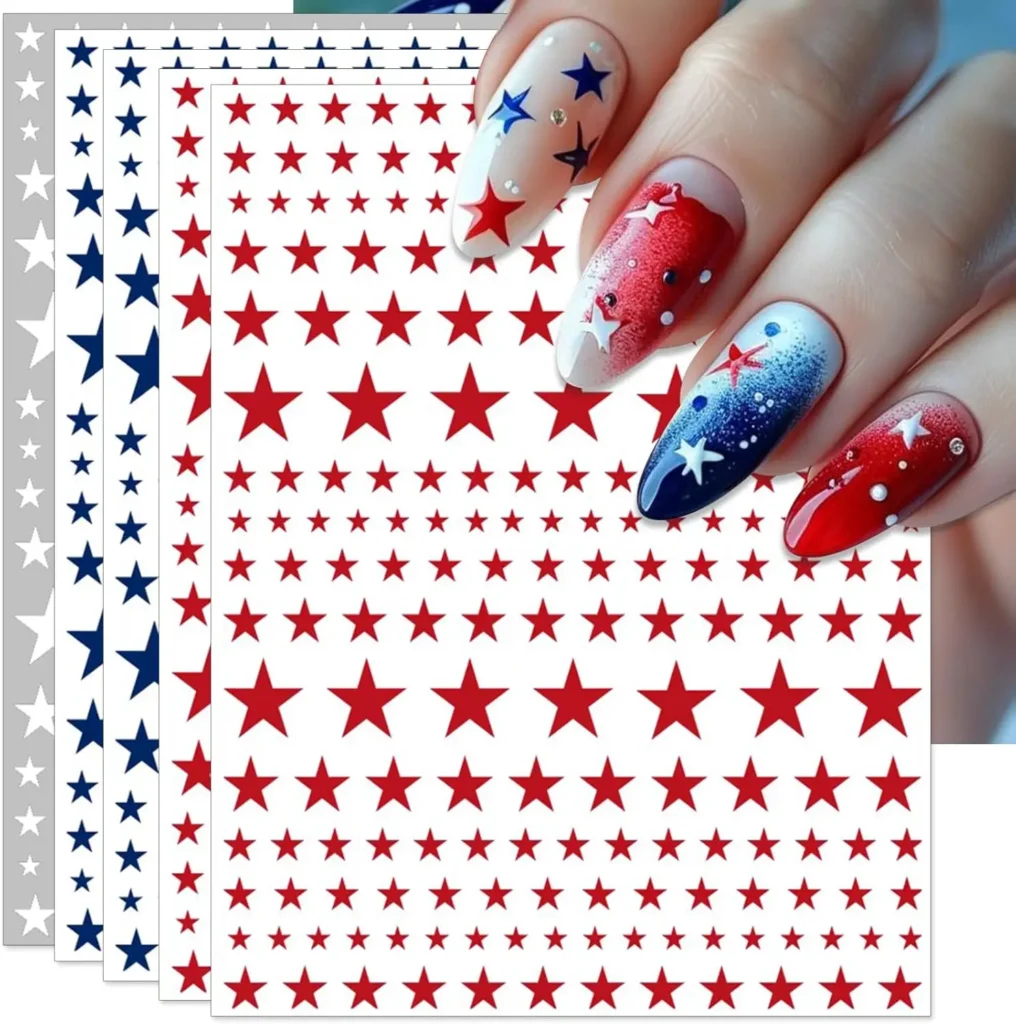 24.Nail Wraps with Flag Design