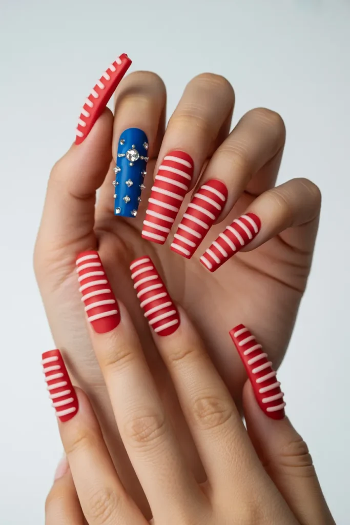 25. 3D Sculptured USA Flag Nails