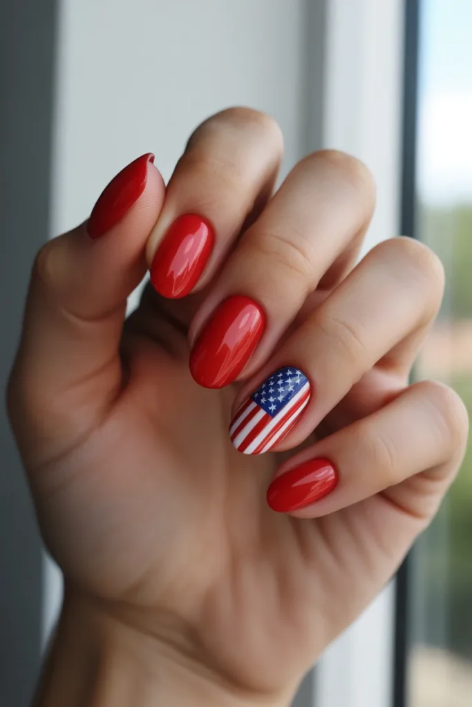 26. Minimalist One Nail USA Flag