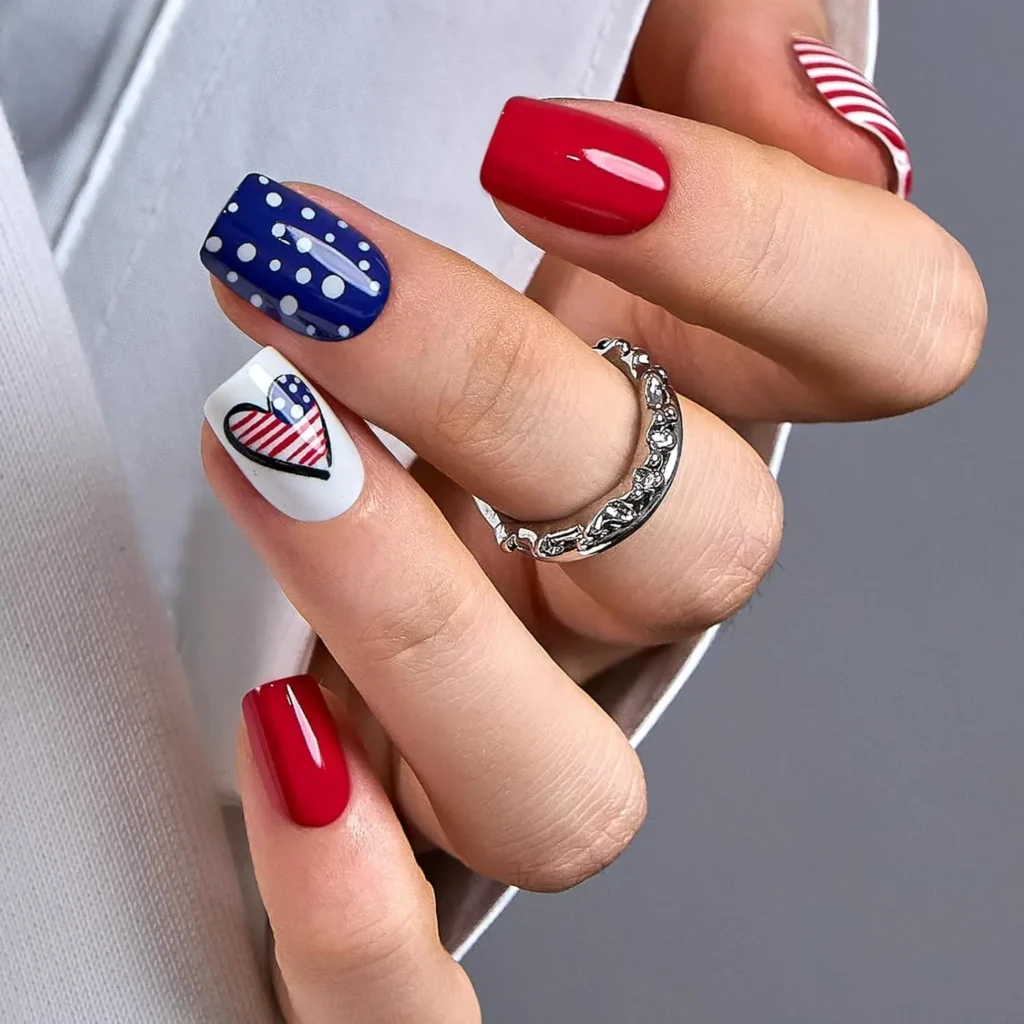 27.Luxe Full Set USA Flag Nails