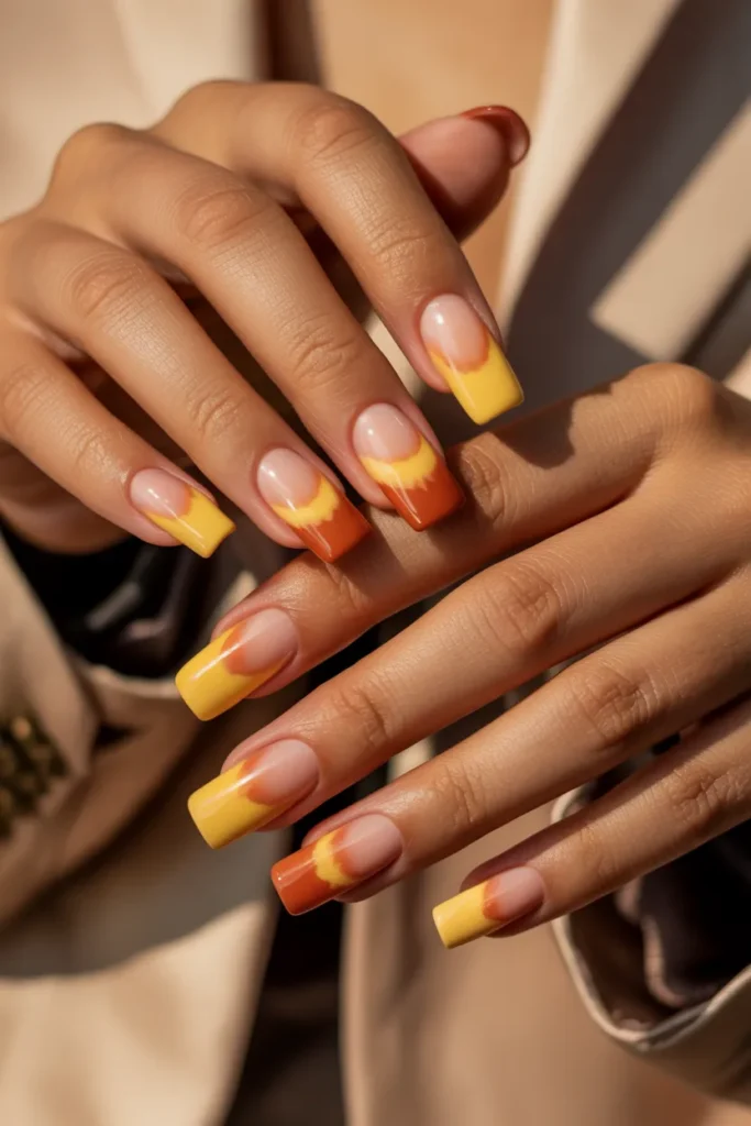 End of Summer Nails 4 3 Sunset Orange Gradient