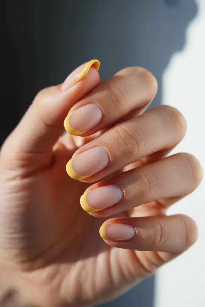 3. Butter Yellow French Tip Nails — Sunny Update on a Classic