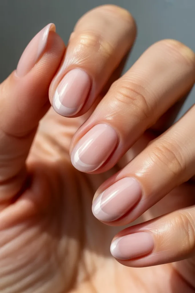 3. Light Pink Cat Eye Nails — Barely There Shimmer