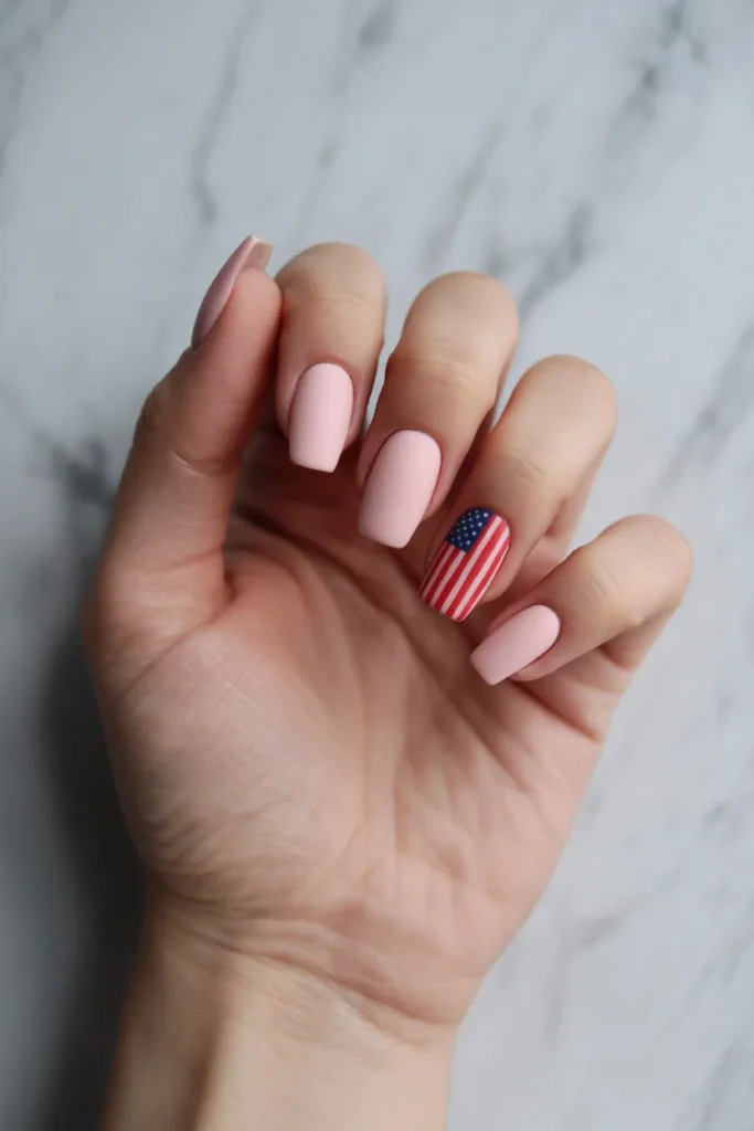 3. Pink USA Flag Nails — Feminine Patriotic