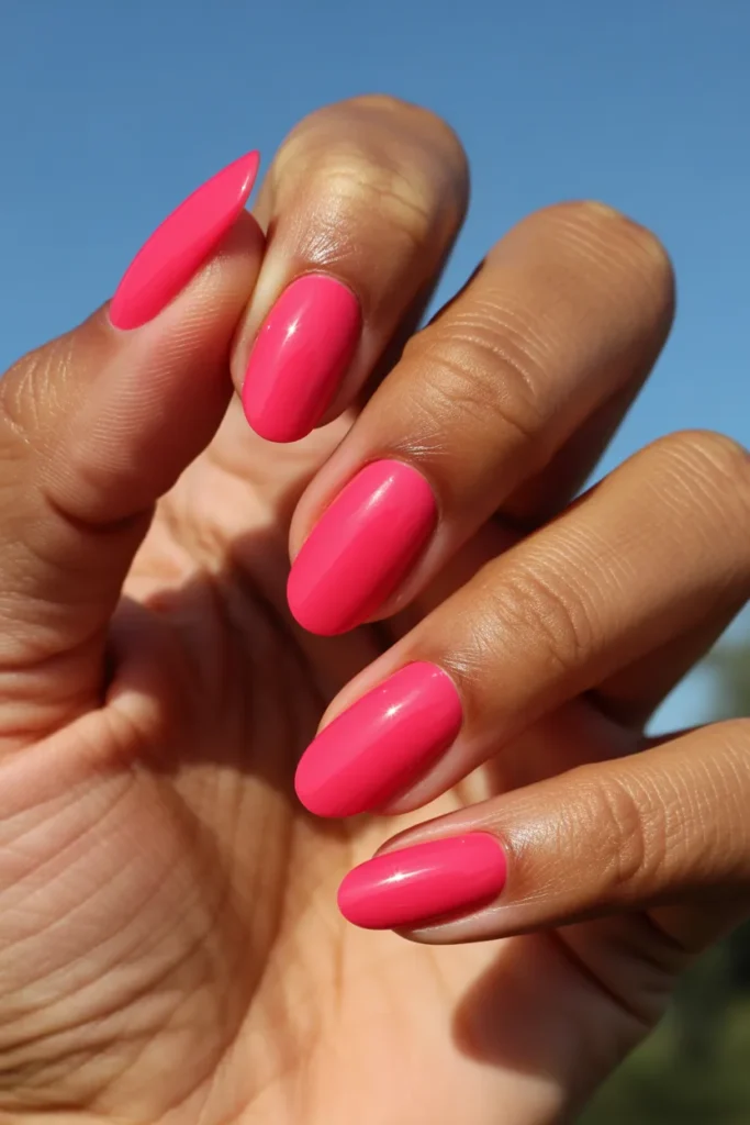 3. Press On Nails Pink — Hot Fuchsia Almond