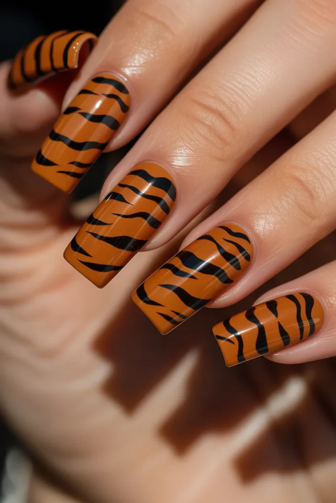 3. Tiger Stripe Nails — Bold Graphic Unforgettable