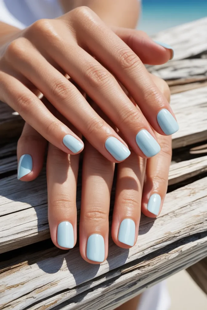 End of Summer Nails 5 4 Baby Blue Coastal Nails