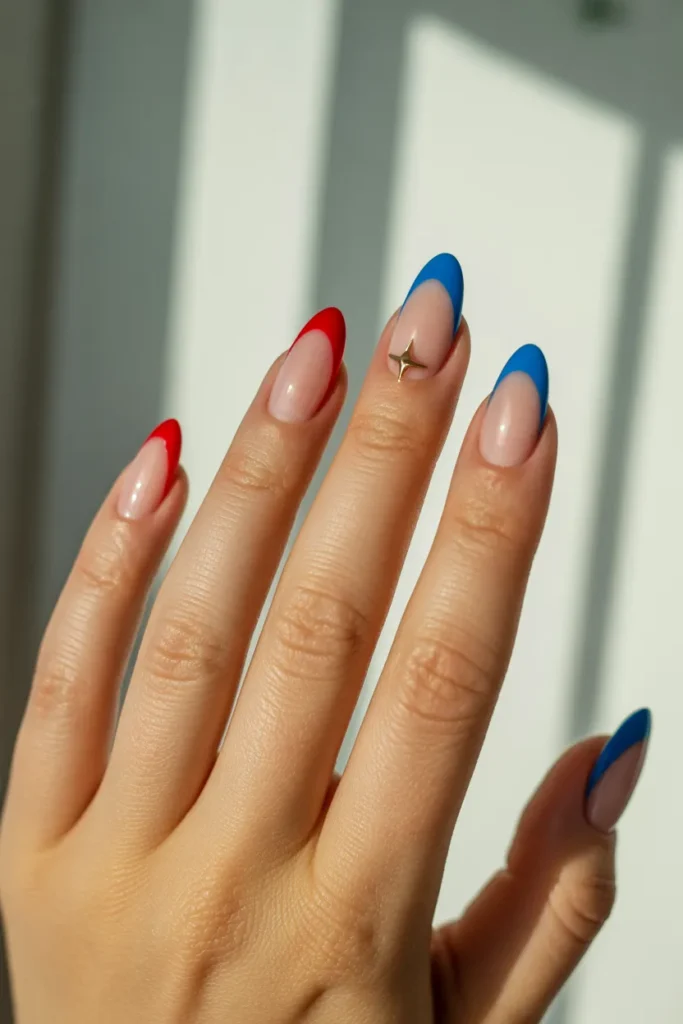 4th of July French Tip Nails 5 4. Fourth of July French Tip Nails Almond Style