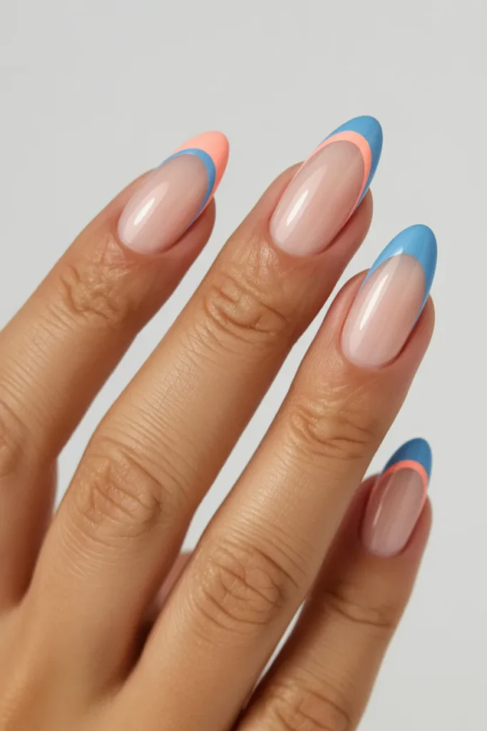 4. Summer French Tip Almond Nails — The Seasonal Update