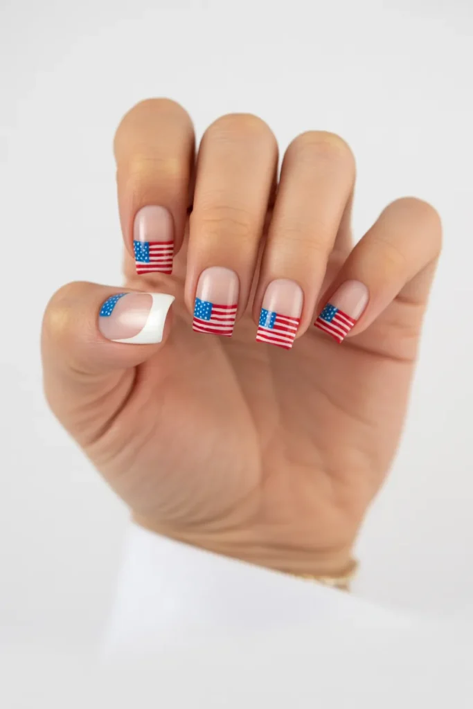 4. USA Flag French Tip Nails