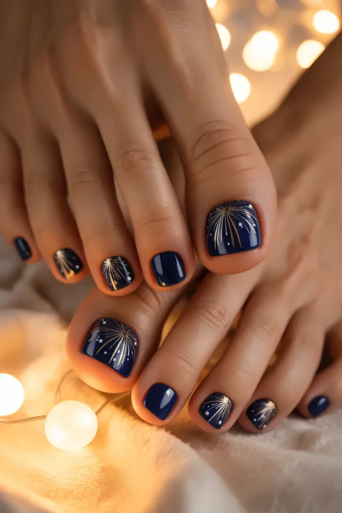 4.Fireworks Burst Toenails — Navy Base Short
