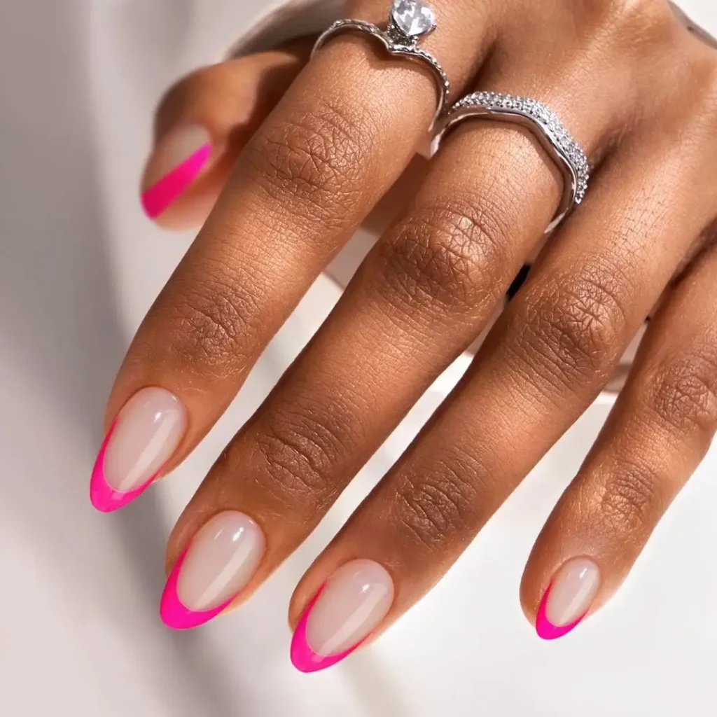 Summer Almond Nails 5 4.Summer French Tip Almond Nails