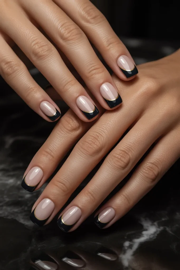 Line French Tip Nails 5 4— Square Corporate Nails