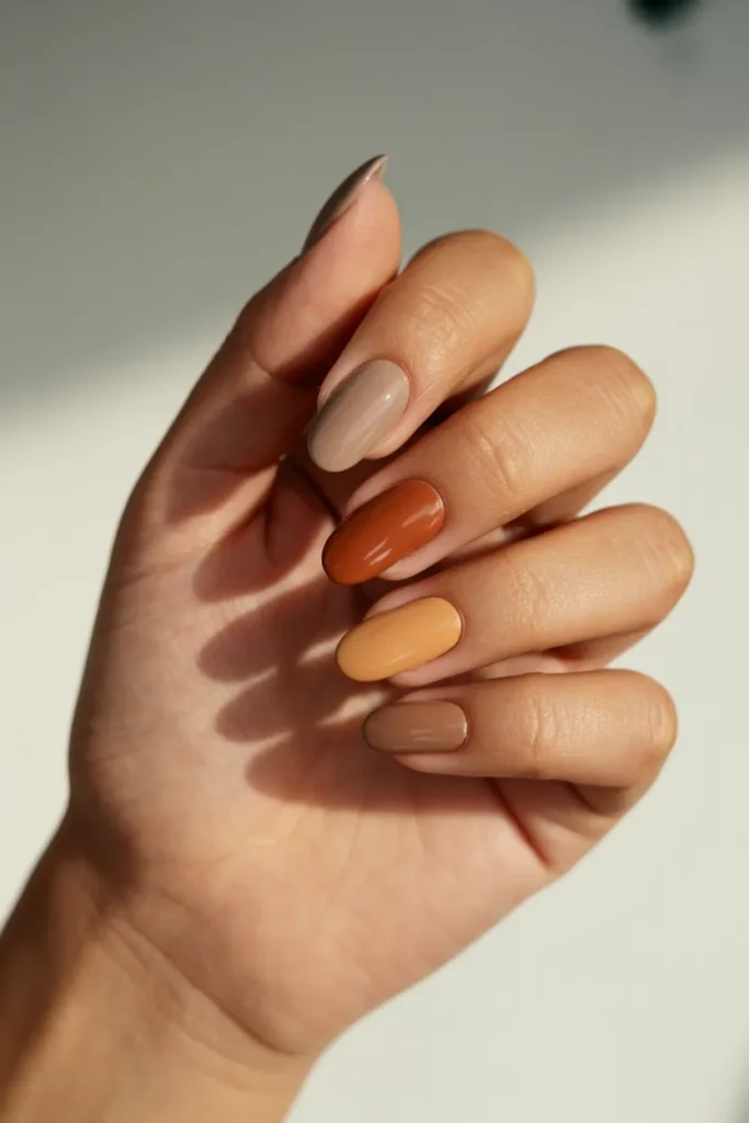 End of Summer Nails 6 5 Warm Neutral Earthy Nail Set