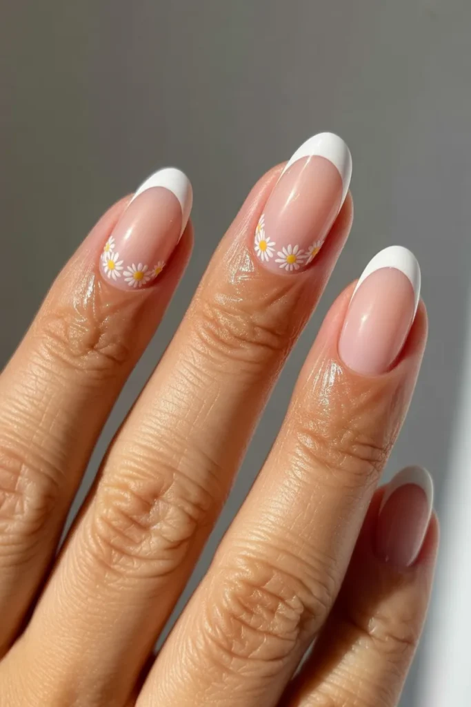 5. Daisy Nails French Tip — Botanical Smile Line