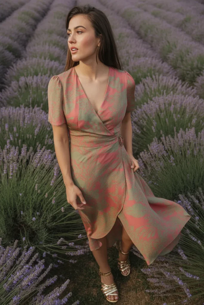 5. Floral Wrap Midi Dress