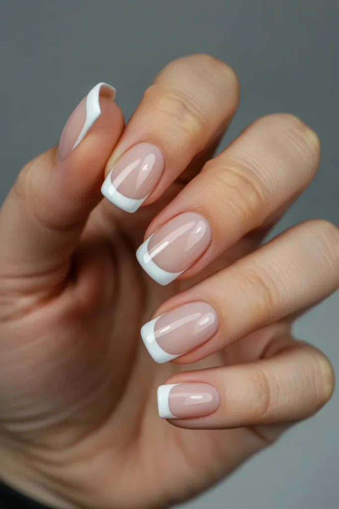 5. French Tip Nails Square — Modern Graphic Structure