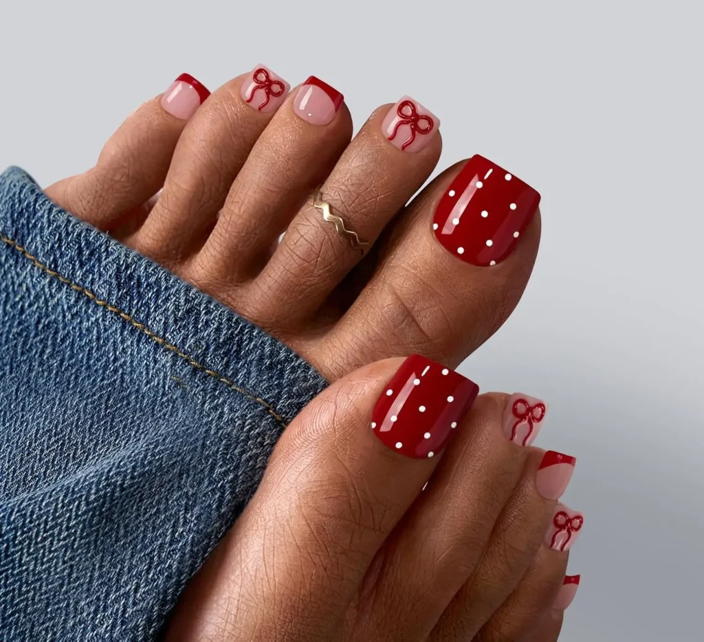 4th of July Toenails 6 5. French Tip Toenails with a red stripe