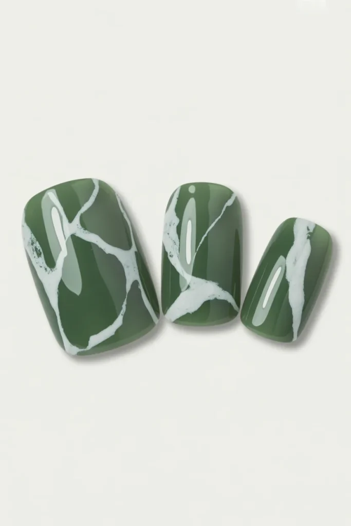 5. Green and White Marble — Classic Stone Pairing