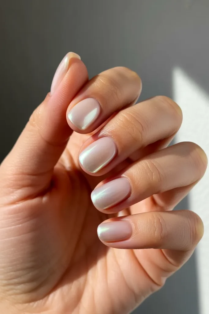 5. June Nails Simple — Milky White Glazed