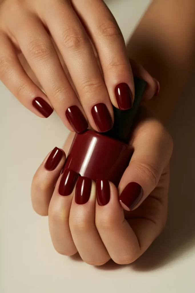 5. Matte Wine Red Nails — Velvet Finish Drama