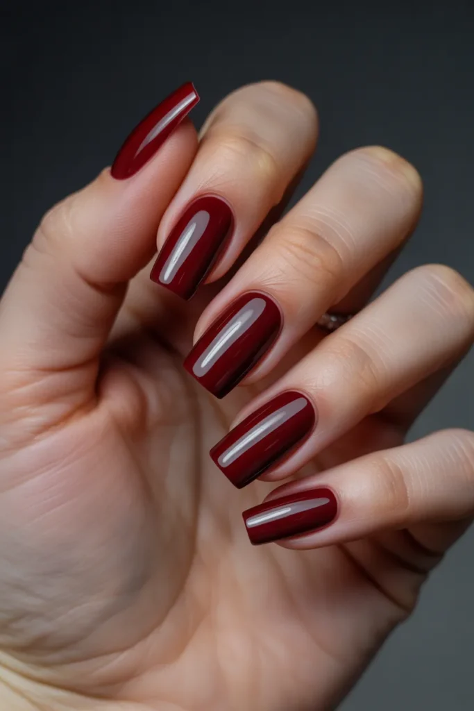 5. Press On Nails Aesthetic — Dark Red Coffin