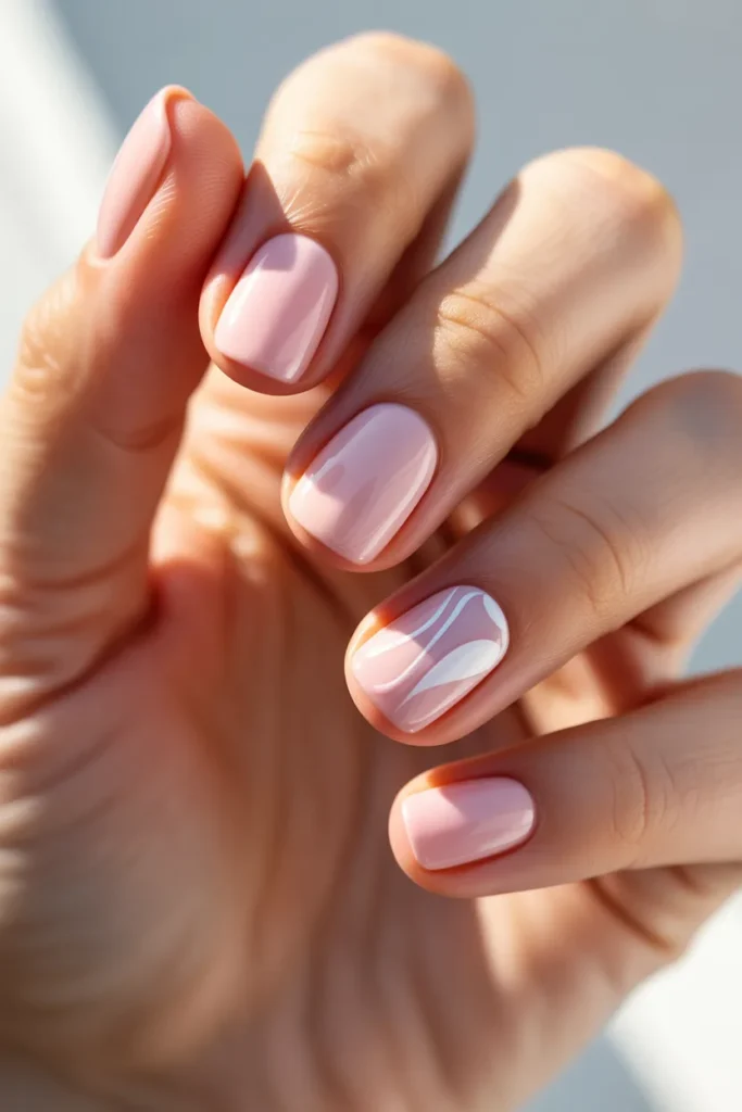 5. Soft Pink Short Square — Classy and Practical