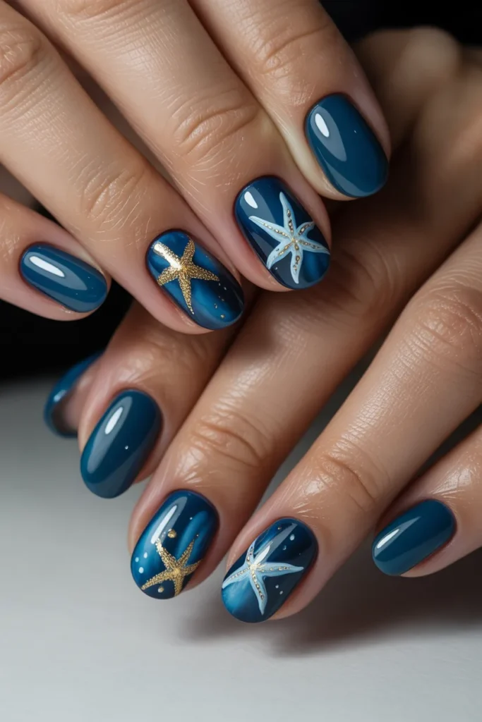 5. Starfish Nails Blue — Ocean Depth Combination