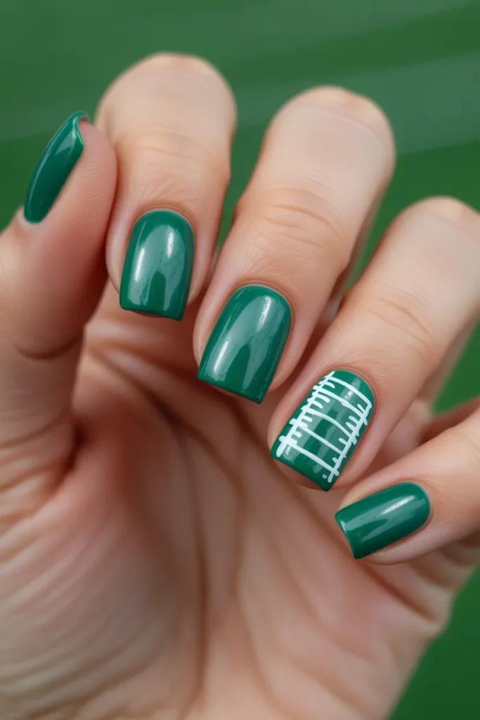 6. Green Football Field Nails Turf Art