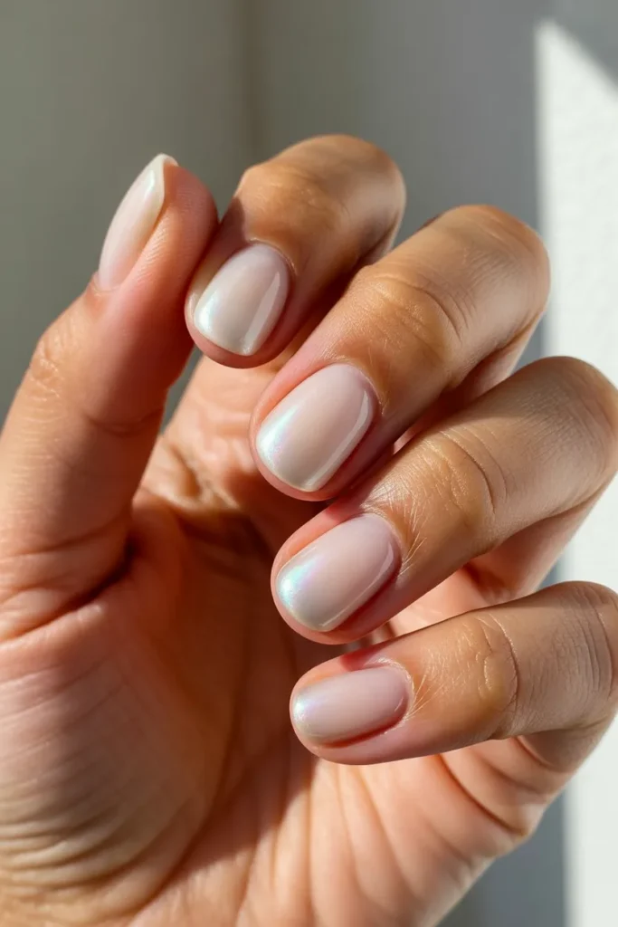 6. Mothers Day Nails Short — Milky White Glazed